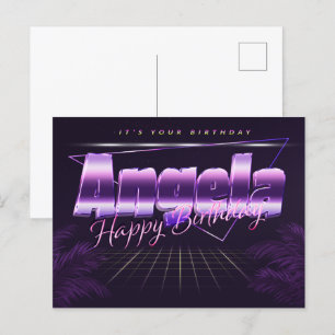 Angela Name Vorname lila Postkarte Geburtstag Postcard