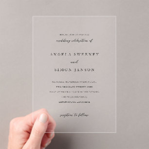 Angela Simple Elegant Wedding Acrylic Invitations