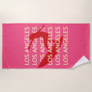 Angeles Travel Art, California, Travel Art, Pink Beach Towel