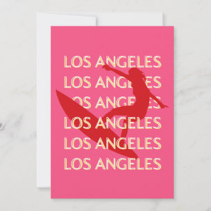 Angeles Travel Art, California, Travel Art, Pink Holiday Card