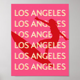 Angeles Travel Art, California, Travel Art, Pink Poster