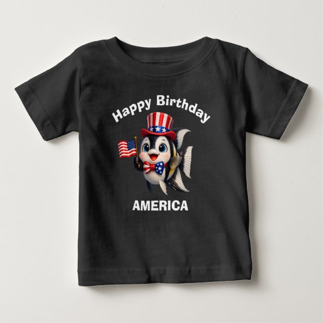 Angelfish (7c) Patriotic Kid T-Shirt (Front)