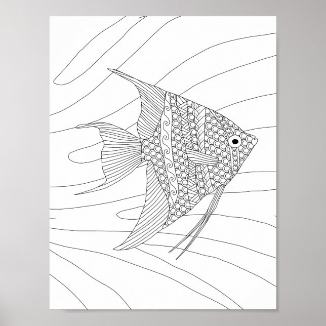 Angelfish Adult Colouring Poster (Front)