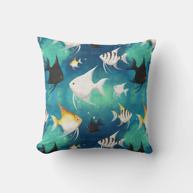 Angelfish Aquarium Pattern Cushion (Front)