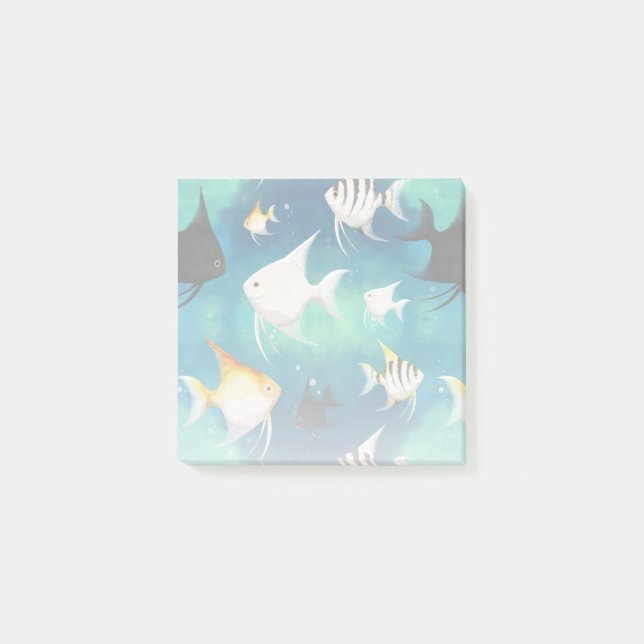 Angelfish Aquarium Pattern Post-it Notes (Front)