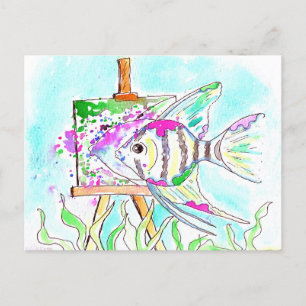 Angelfish Artist Painting Postcard