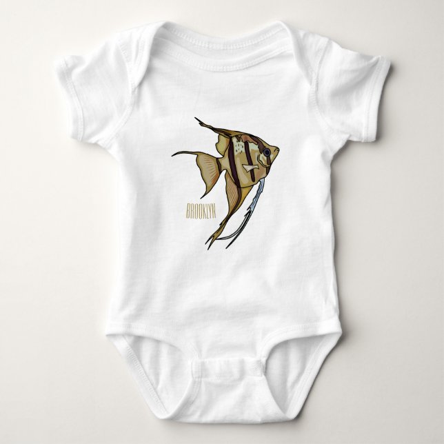 Angelfish cartoon illustration baby bodysuit (Front)