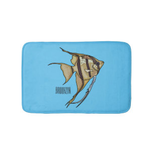 Angelfish cartoon illustration bath mat