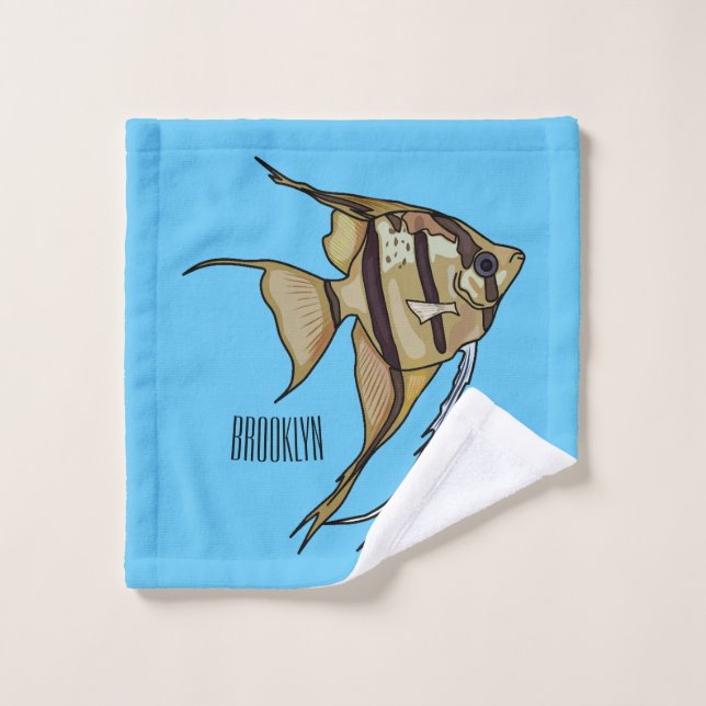 Angelfish cartoon illustration bath towel set (Wash Cloth)