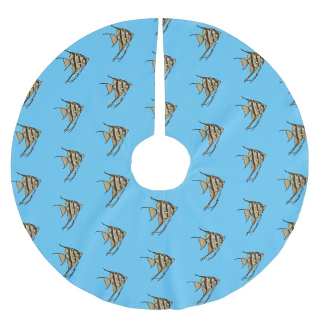 Angelfish cartoon illustration brushed polyester tree skirt (Front)