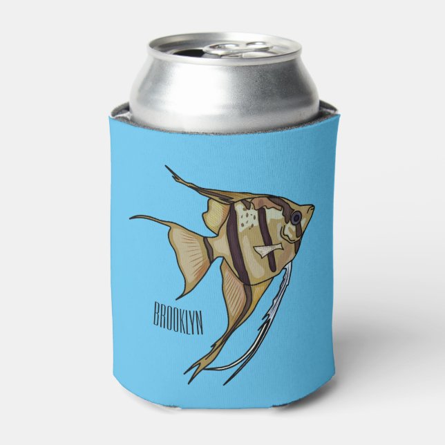 Angelfish cartoon illustration can cooler (Can Front)