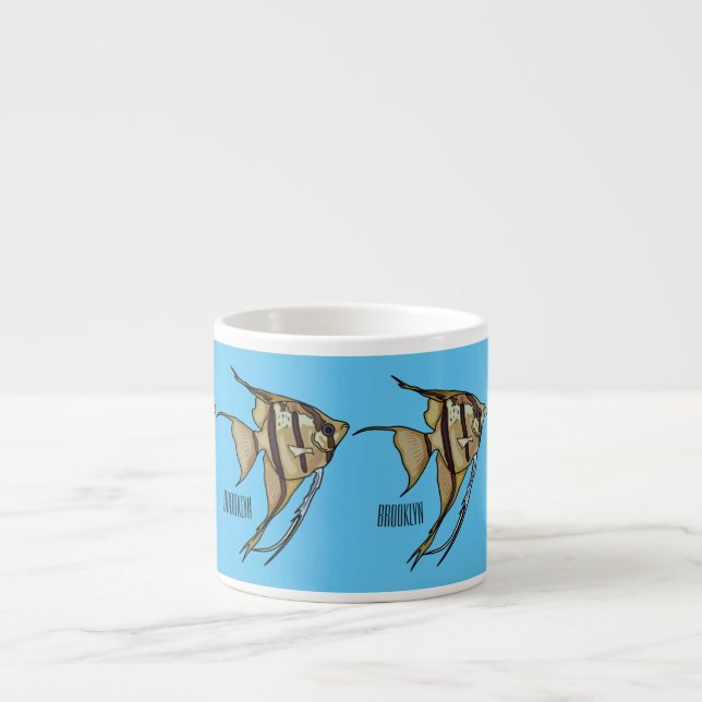 Angelfish cartoon illustration espresso cup (Front)