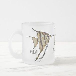 Angelfish cartoon illustration frosted glass coffee mug