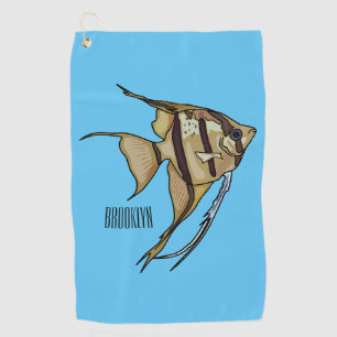 Angelfish cartoon illustration golf towel
