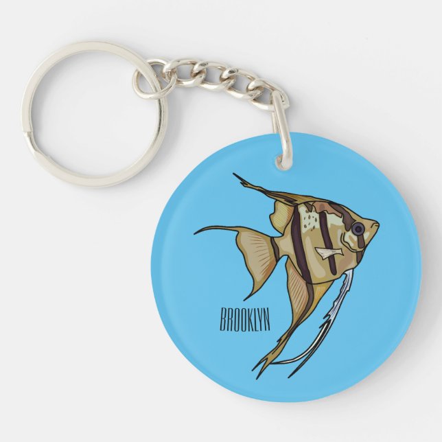 Angelfish cartoon illustration key ring (Front)