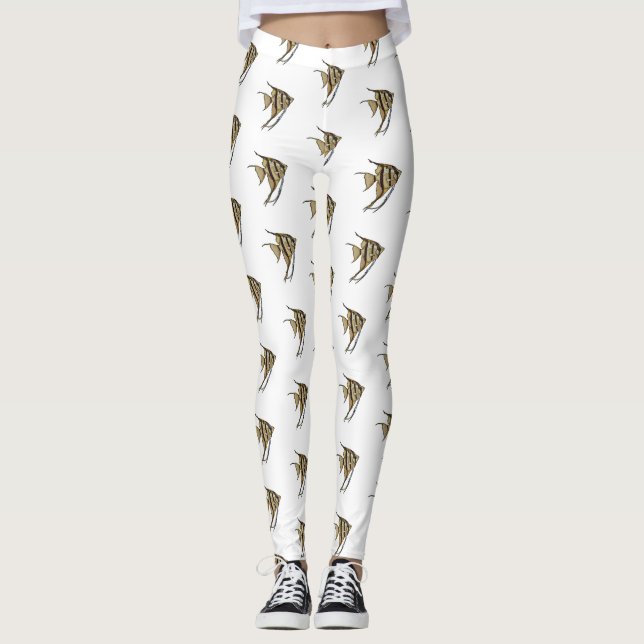 Angelfish cartoon illustration leggings (Front)