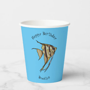 Angelfish cartoon illustration paper cups