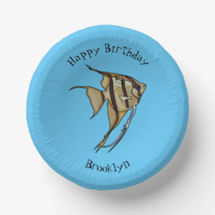 Angelfish cartoon illustration paper plate