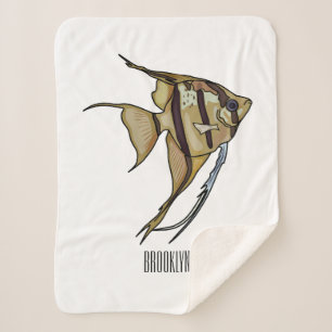 Angelfish cartoon illustration sherpa blanket