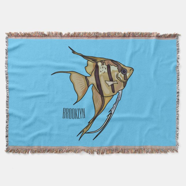 Angelfish cartoon illustration throw blanket (Front)