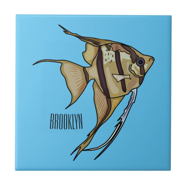 Angelfish cartoon illustration tile (Front)