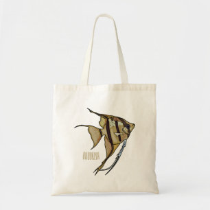 Angelfish cartoon illustration tote bag