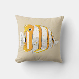 Angelfish Illustration Tropical Fish Print Cushion