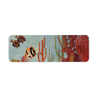 Angelfish in Coral, Vintage Tropical Fish in Ocean