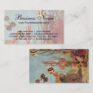 Angelfish in Coral, Vintage Tropical Fish in Ocean Business Card
