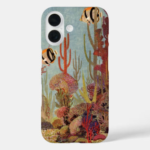 Angelfish in Coral, Vintage Tropical Fish in Ocean iPhone 16 Case