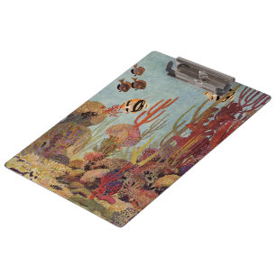 Angelfish in Coral, Vintage Tropical Fish in Ocean Clipboard