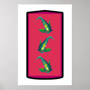 Angelfish - Magenta-toned Background bordered Poster