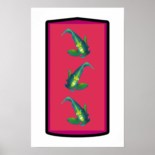 Angelfish - Magenta-toned Background bordered |  Poster (Front)