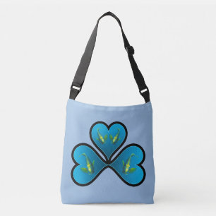 Angelfish Twins - 3 Black-bordered Blue Hearts Crossbody Bag