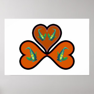 Angelfish Twins - 3 Black-bordered Red Hearts    Poster