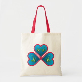 Angelfish Twins - 3 Red-bordered Blue Hearts | Tote Bag