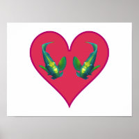 Angelfish Twins in a Red Heart - Illustration |
