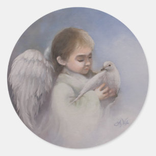 Angelic Blessings Classic Round Sticker