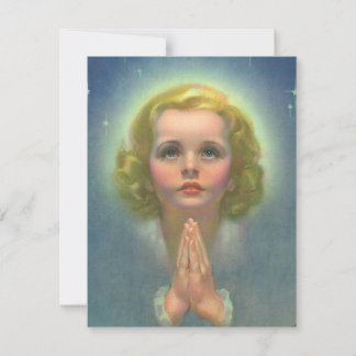 Angelic Blonde Girl with Halo and Stars Praying