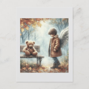 Angelic boy with Teddy Bear Postcard