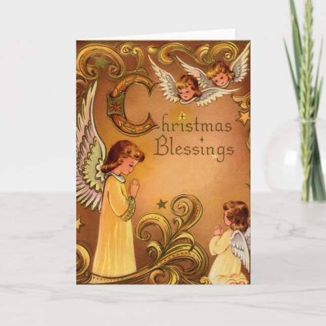 Angelic Christmas Blessings Holiday Card (Front)