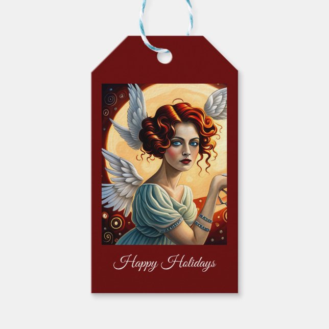 Angelic Delight: Happy Holidays Gift Tags (Front)