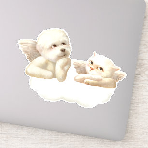Angelic Dog and Cat on Cloud