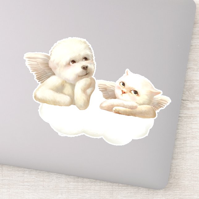 Angelic Dog and Cat on Cloud (Detail)