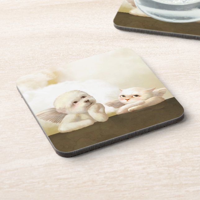 Angelic Dog and Cat on Cloud Coaster (Left Side)