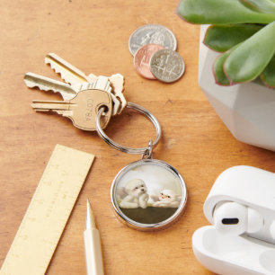 Angelic Dog and Cat on Cloud Key Ring