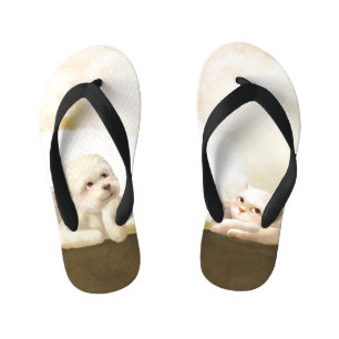 Angelic Dog and Cat on Cloud Kid's Jandals