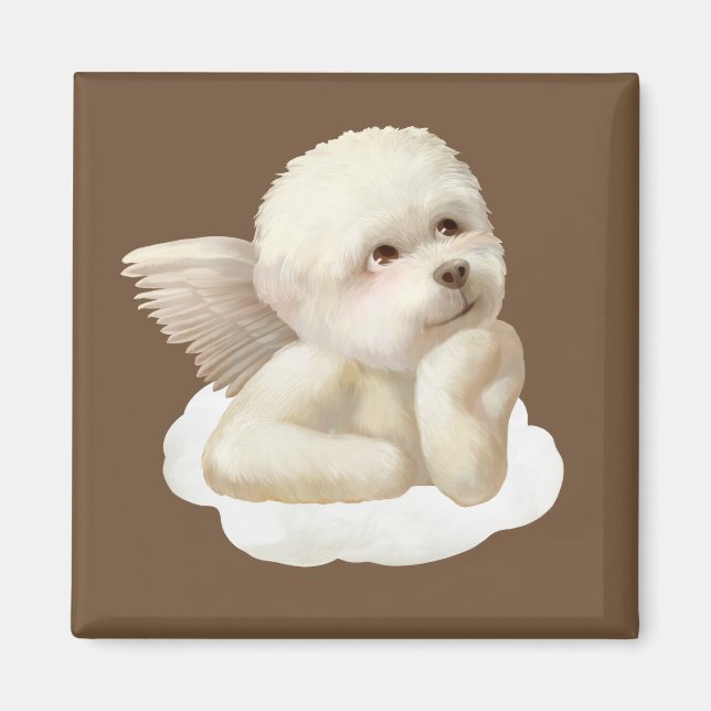 Angelic Dog and Cat on Cloud Magnet (Front)