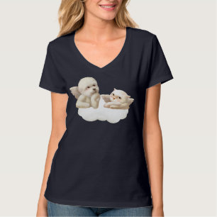 Angelic Dog and Cat on Cloud T-Shirt