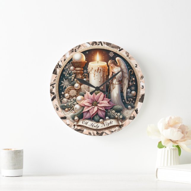 Angelic Glow" - Peaceful Christmas Wall  Large Clock (Home)
